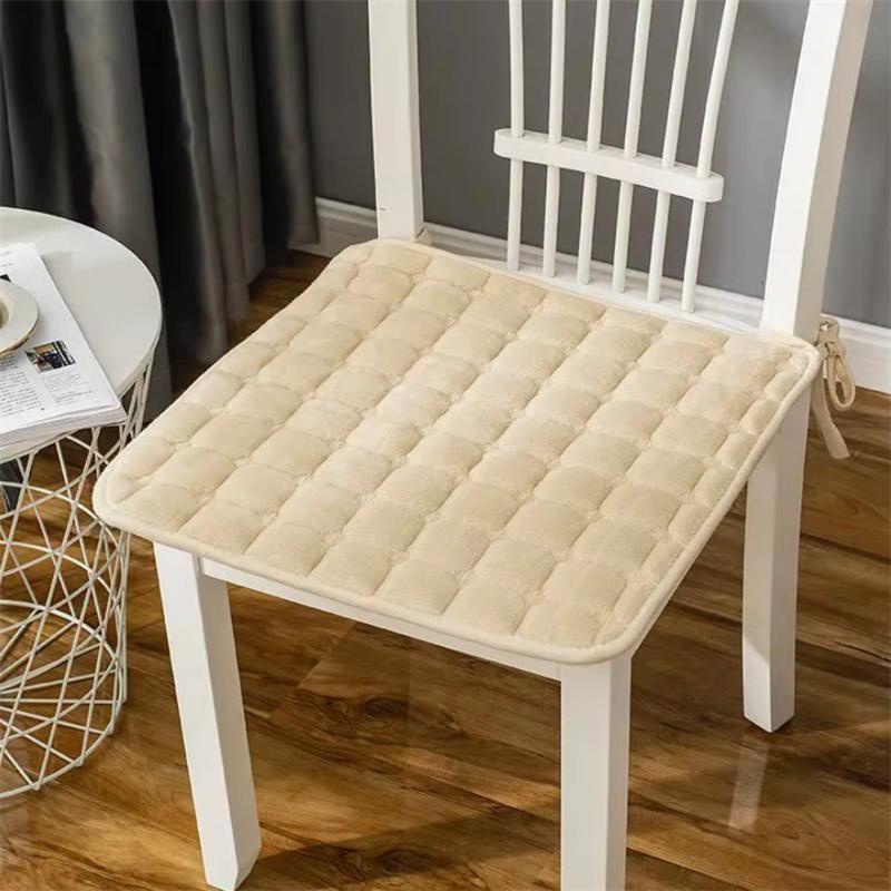 Autumn and Winter Plush Dining Chair Anti-slip Pad Simple Household Soft Stool Mat Study Room Solid Color Computer Chair Cushion