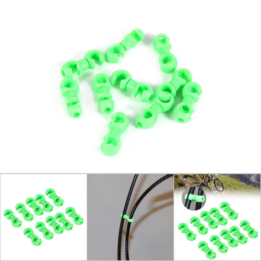 10PCS Cycling Bike S Clips Clamp Brake Cable Gear Housing Guides(Green)