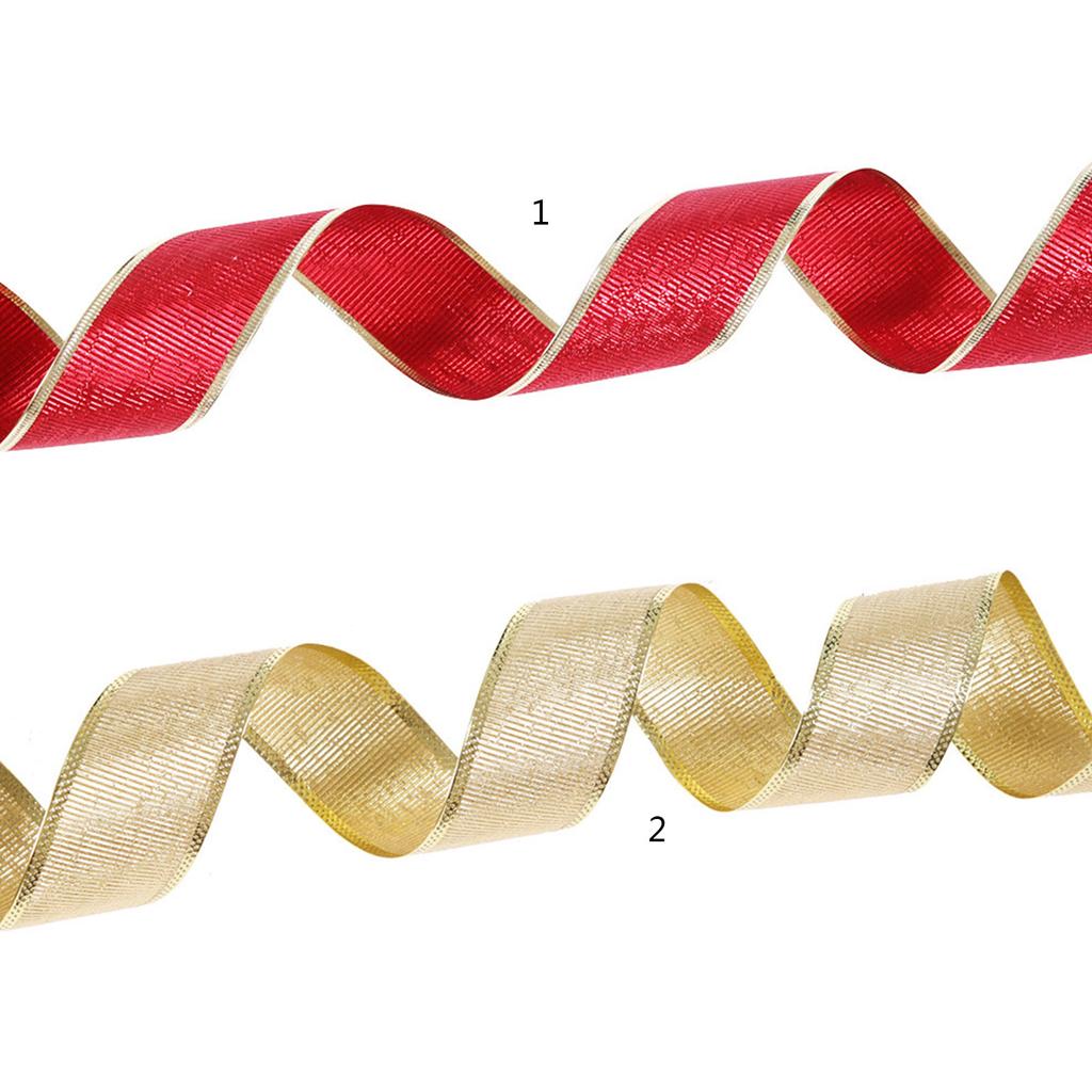 Christmas Wired Edge Ribbons Wrapping Ribbon Roll for Gift Wraping DIY Webbing Hair Bows Fabric Decorative Ribbons 2m