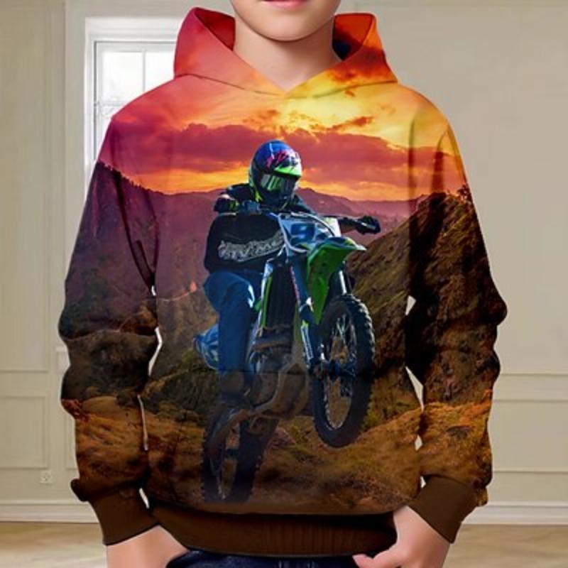 Boys 3D Dinosaur Hoodie Pullover Long Sleeve 3D Print Fall Winter Fashion Streetwear Cool Polyester Kids 3-12 Years Outdoor Casual Daily Regular Fit