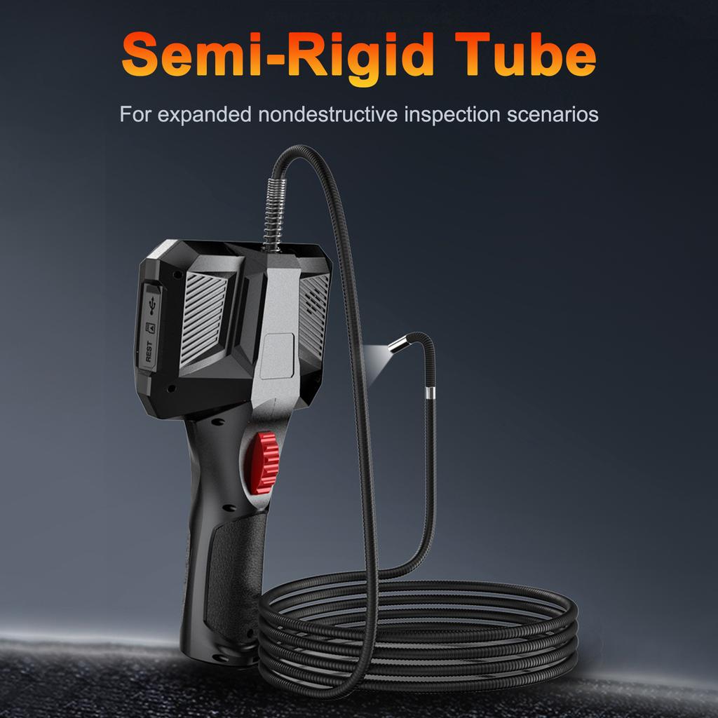 Endoscope Camera, 1080P Borescope with 4.3  HD Screen, LED Lights, 3.28ft Semi Rigid Tube, Two Way Articulating