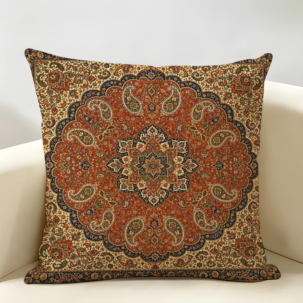 Retro Bohemian Intricacy Luxury Cushion Cover Natural Linen Organic Fabric DoubleSided Printing Room Sofa Decor Pillow Case