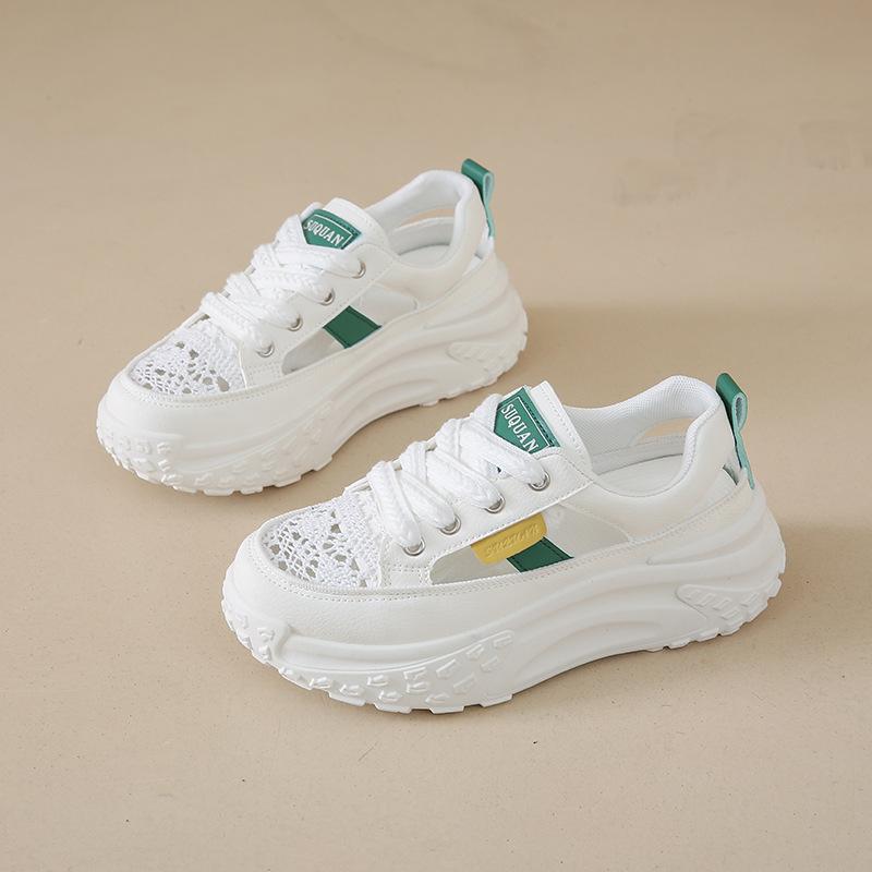 

Зимние сетчатые туфли женские дышащие тонкие 2024 новые туфли для пап на толстой подошве студенческие сетчатые кроссовки увеличивающие рост маленькие белые туфли 40