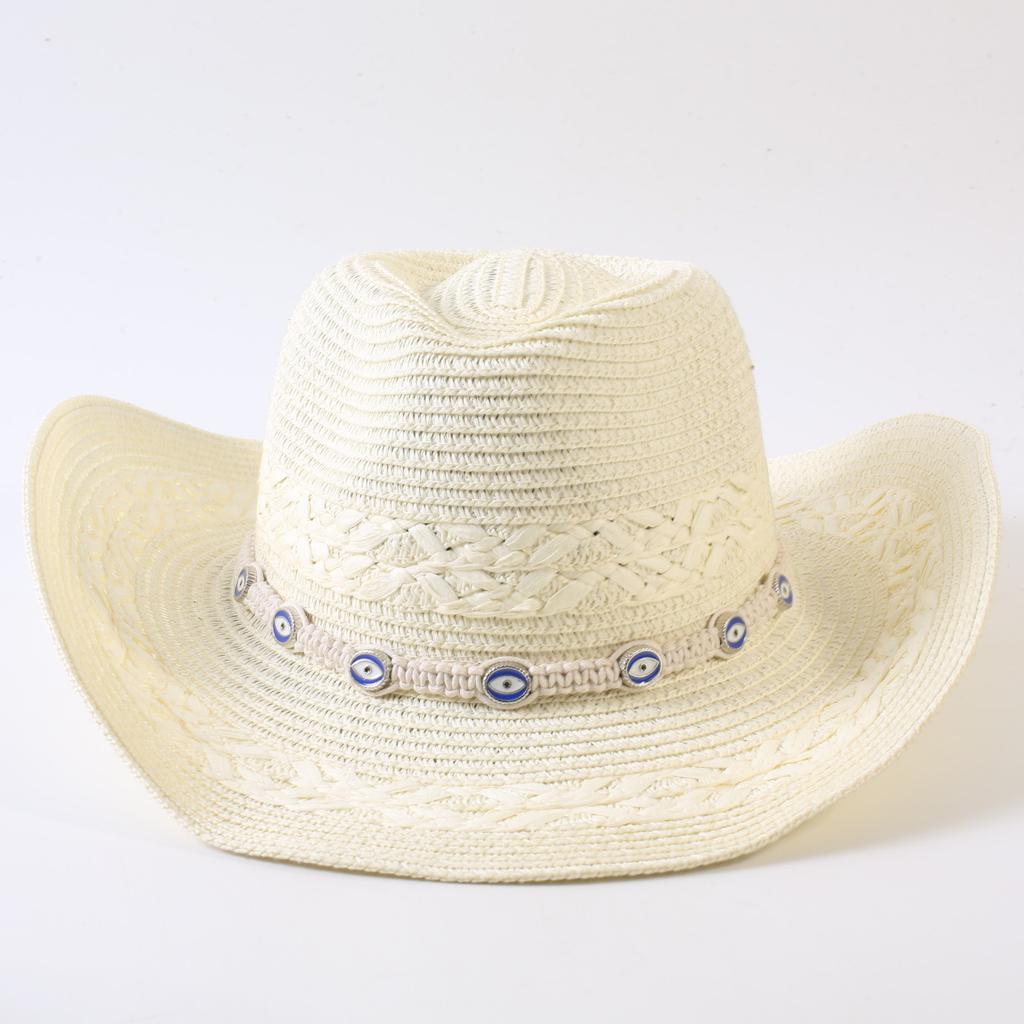 Beliebter europäischer und amerikanischer klassischer Strohgeflecht Western-Cowboyhut für Herren und Damen Outdoor-Mode OL-Stil Geflochtener Zylinder