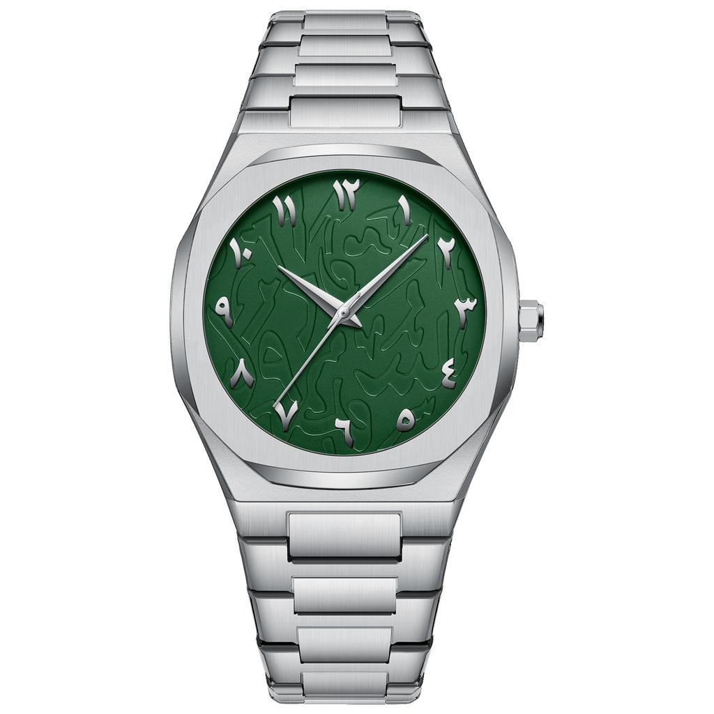 BestWin Top Brand Men Octagonal Quartz Watch Embossed Dial Full Steel Fashion Business Casual Style Male Dress Watch Daily Wear