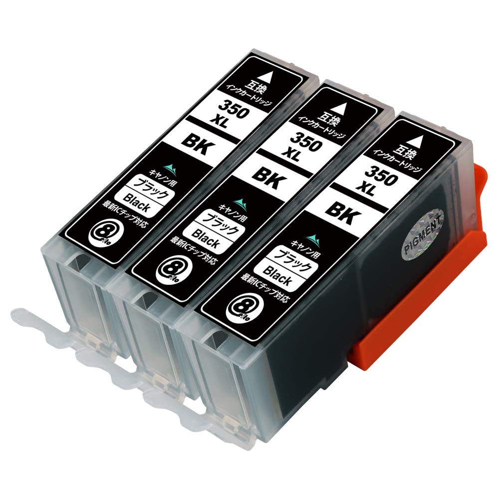 

PGBK x 3 Pigment Black Compatible PIXUS Includes IC chip level indicator and compatible ink cartridges for Canon BCI-350XL [High-Yield 3-Pack] with