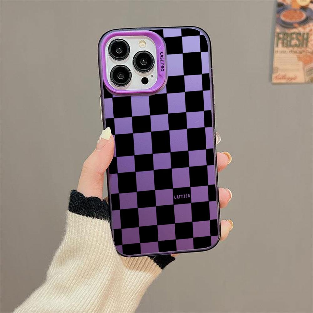 Modern Geometric Checkered Pattern Phone Case For iPhone 11 12 13 14 15 16 Pro Max 7 8 14 15 16 Plus X XR XS Max Protection Case