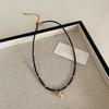 Retro Black Crystal Metal Heart Necklace - Versatile, Simple, and Stylish Design for Women