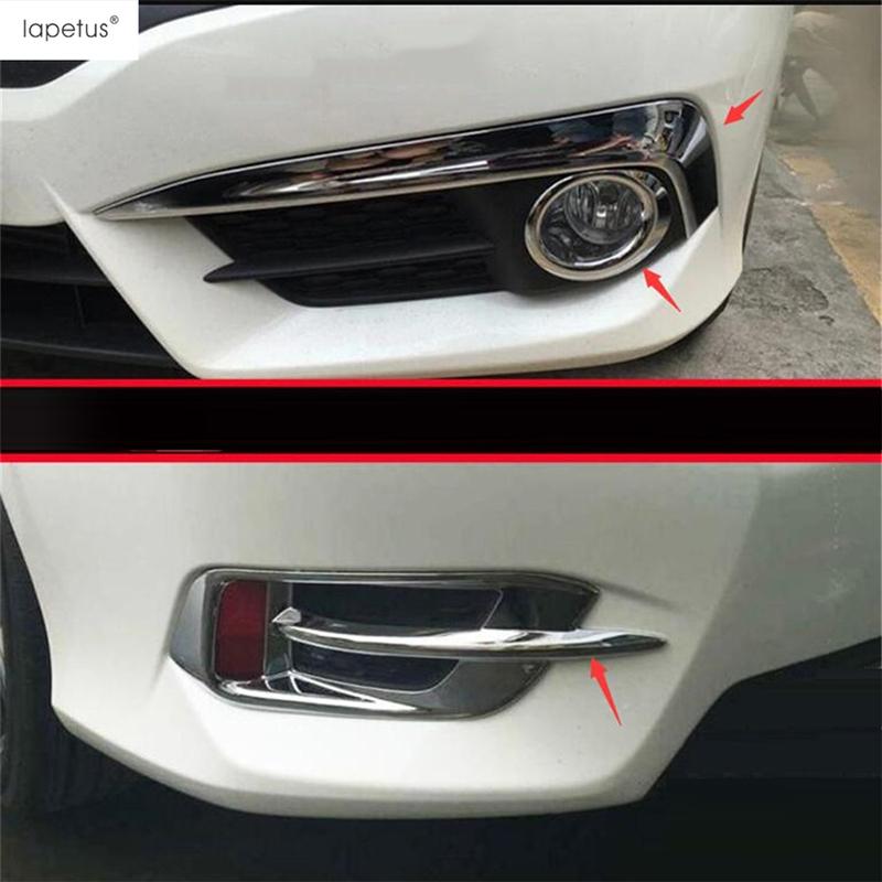 Chrome Front Rear Fog Lamp Light Ring Eyebrow Eyelid Molding Cover Trim For Honda Civic 2016 2017 Car Accessories Exterior Kit