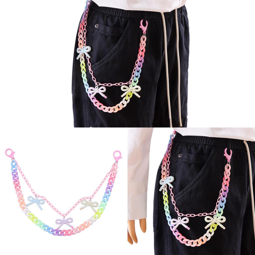 Punk Style Metal Waist Chain With Colorful Acrylic Butterfly For Youth And Teens