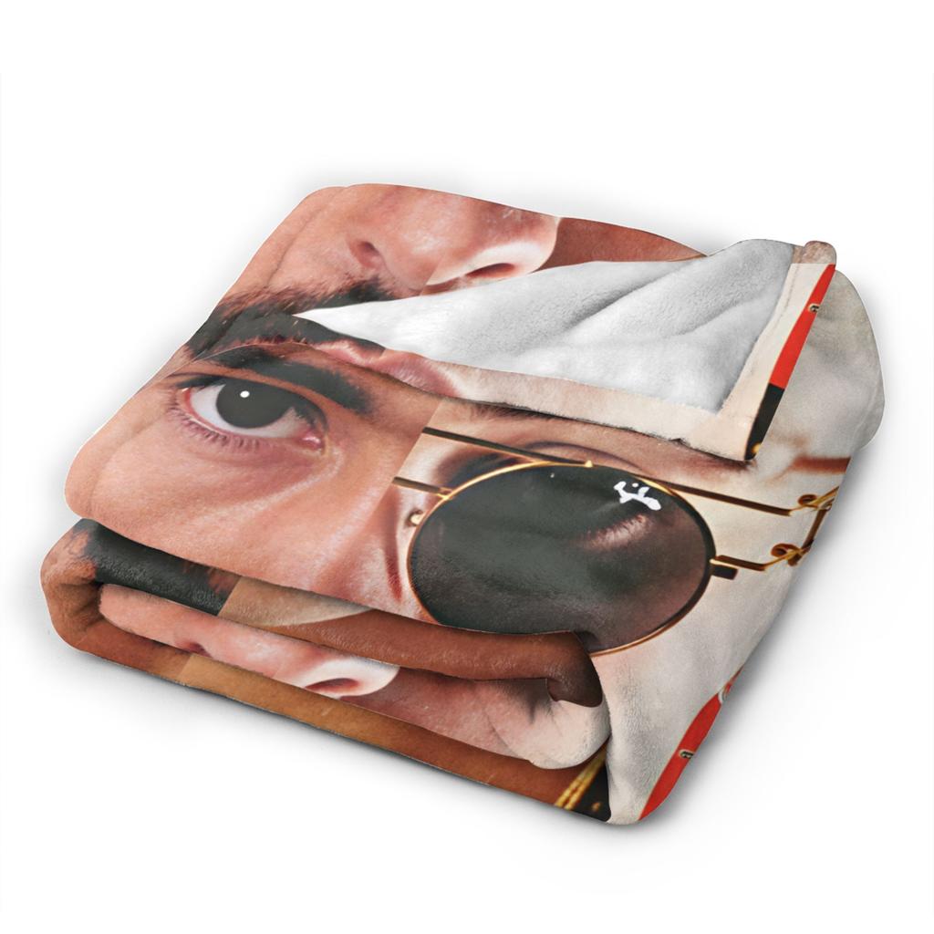 Bad Bunny Puerto Rican Rapper Portrait Blanket Warm Fashion Plush Throw Blanket For Child Bedroom Flannel Bedspread Bed Cover