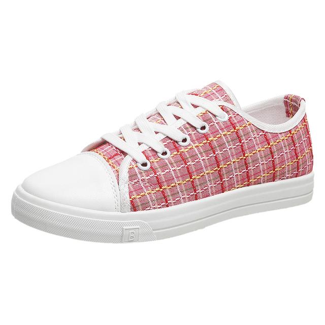 Summer New Trend Canvas Shoes Women Fashion Casual Women 'S Sneakers Mixed Colors Round Toe Lace -Up Shoes For Women Flats