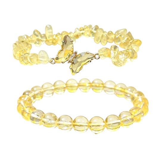 Natural Stone Bead Butterfly Bracelet for Women, Healing Stone Beaded Stretch Bracelet, Calming Spiritual Jewelry Gifts