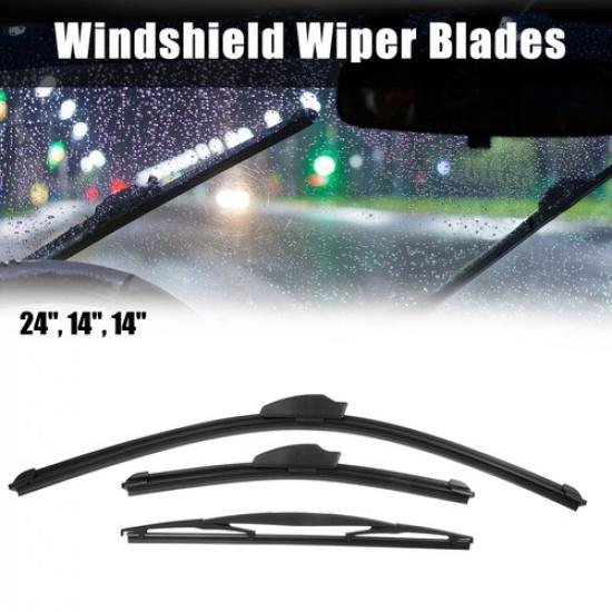 3 Pcs Vehicle Front Rear Windscreen Wiper Blades Set for Mazda 2 DE 2007-2014