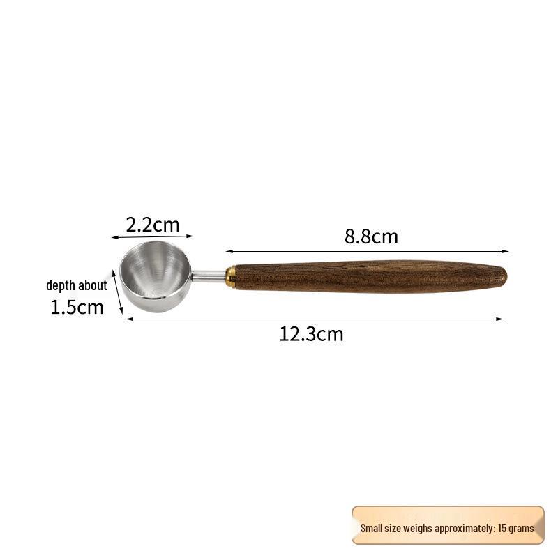 Premium 304 Stainless Steel Coffee Spoon with Walnut Wood Handle for Measuring Coffee Beans