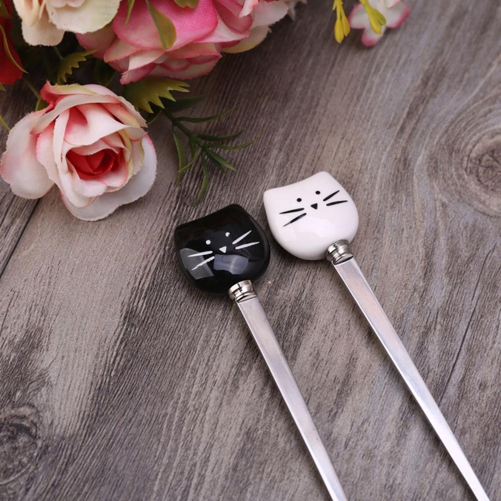 Tableware Cute Animals Stainless Steel Tea Spoons Stirring Tool Coffee Stirrer Cat Dessert Spoon