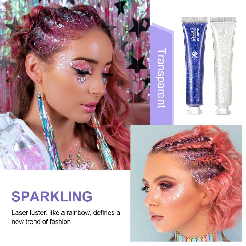 QIBEST Burst Glitter Eyeshadow Glitter Cream Face Body Polarized Glitter Cream Highlighter Oslnivý rozjasňující oční stín