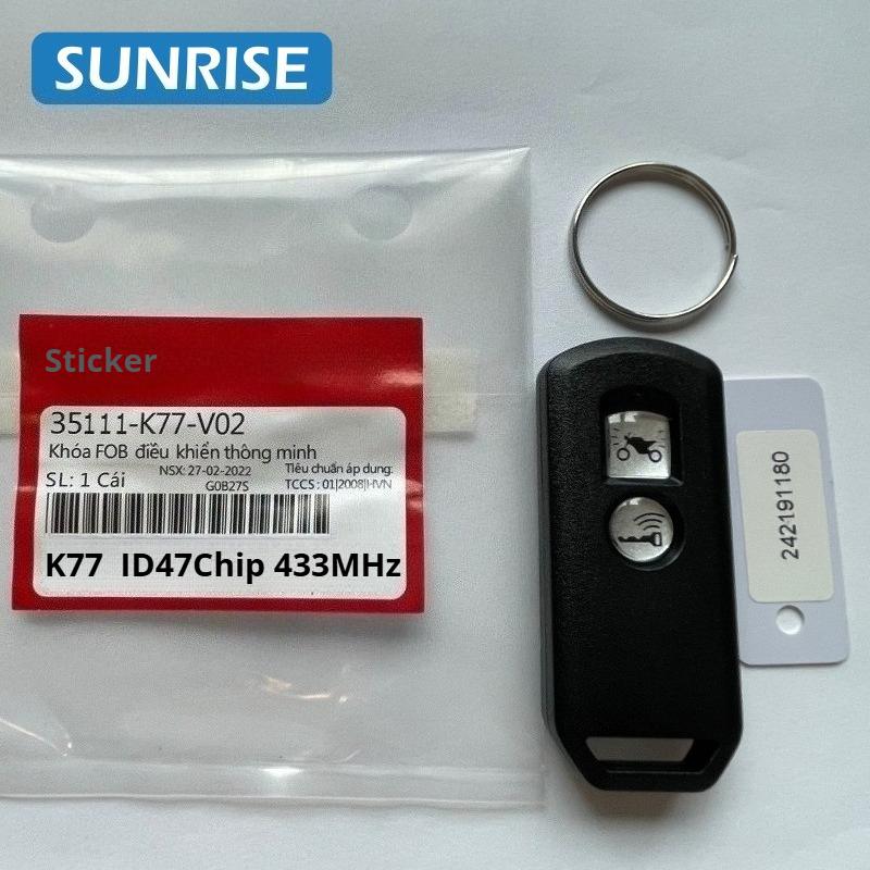 K77 Motorcycle Remote Control Key for Honda Motorcycle Scooter K77 ADV SH 150 Forza 300 PCX150 Card 47 Chip 433MHz with lago