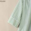 ZANZEA Women Casual V-Neck Half Sleeve Loose Stripe Blouse