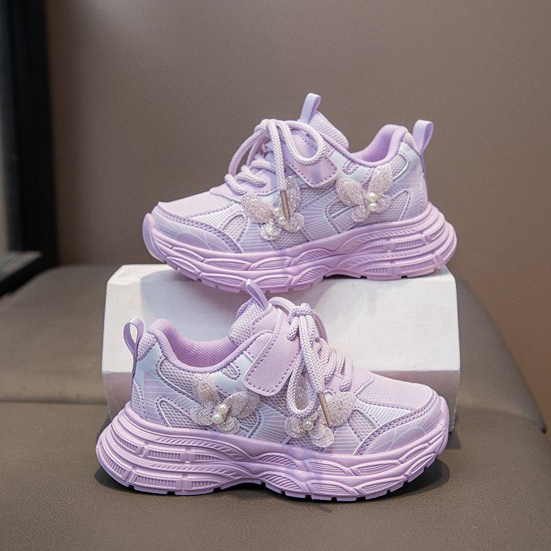 2025 Spring New Girls Sneakers Mesh Breathable Medium and Older Children's Daddy Shoes Korean Version Versatile Princess Style