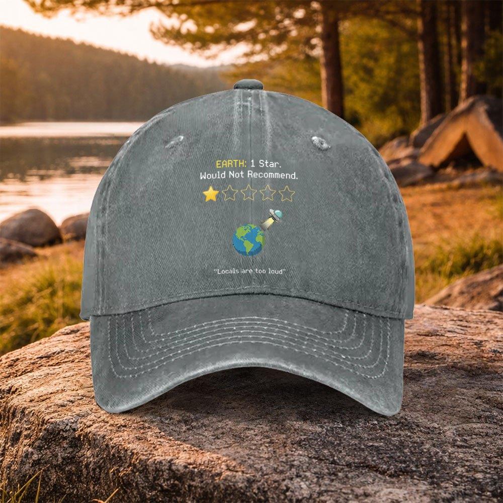Earth Star Bad Review Washed Baseball Cap for Unisex Women Casual Golf Outdoor Daily Wear
