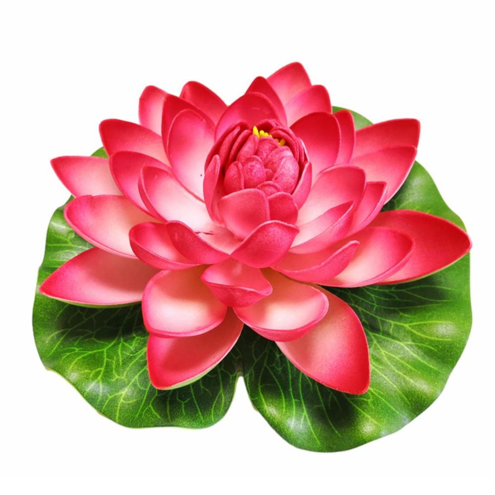 18cm Colorful Artificial Lotus Fake Floating Water Lily Flower Lotus Lifelike Micro Landscape Pond Plants Garden Pool Decor