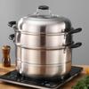buuyyaa Stainless Steel with Glass Gas and IH Includes Steaming 28cm Steamer, Three-Tier, Multifunctional, Lid, Compatible, Cloth,