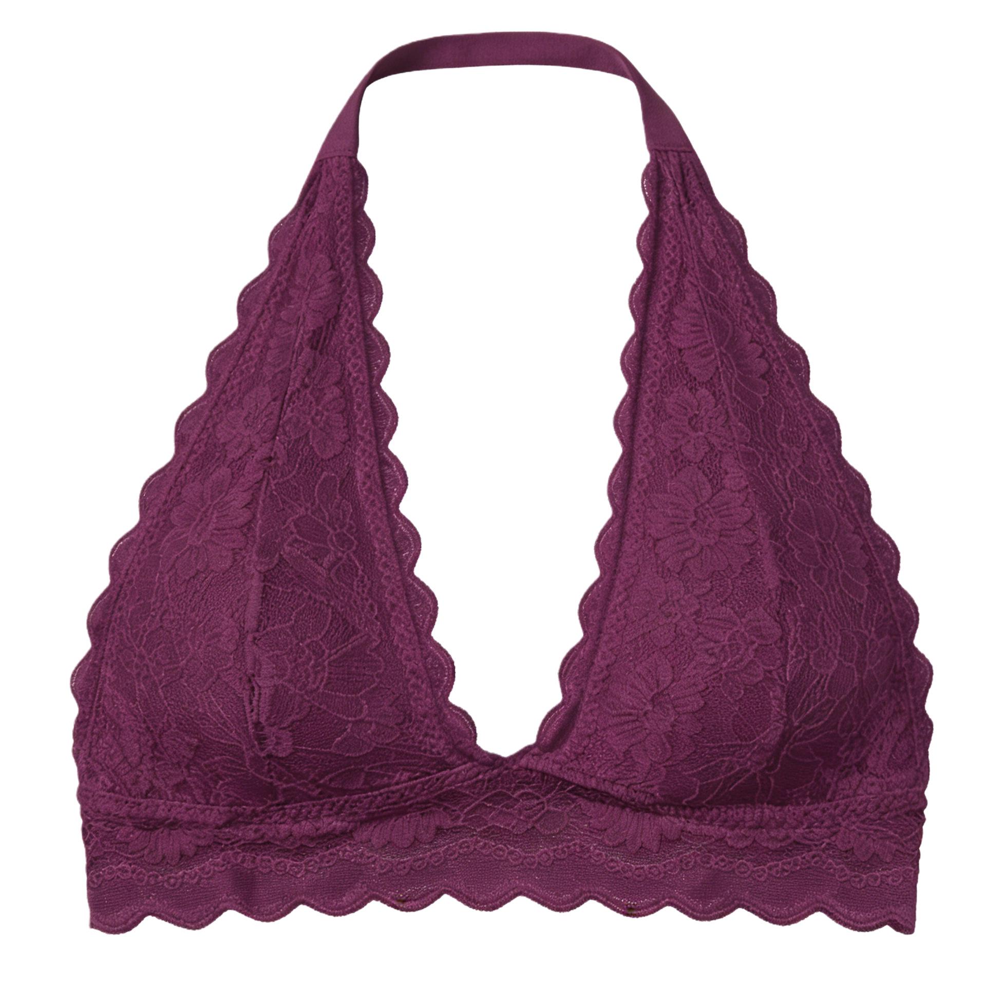 Zeriluna Push-Up Lace Halter Bra - Wireless, Comfortable Tank Style S