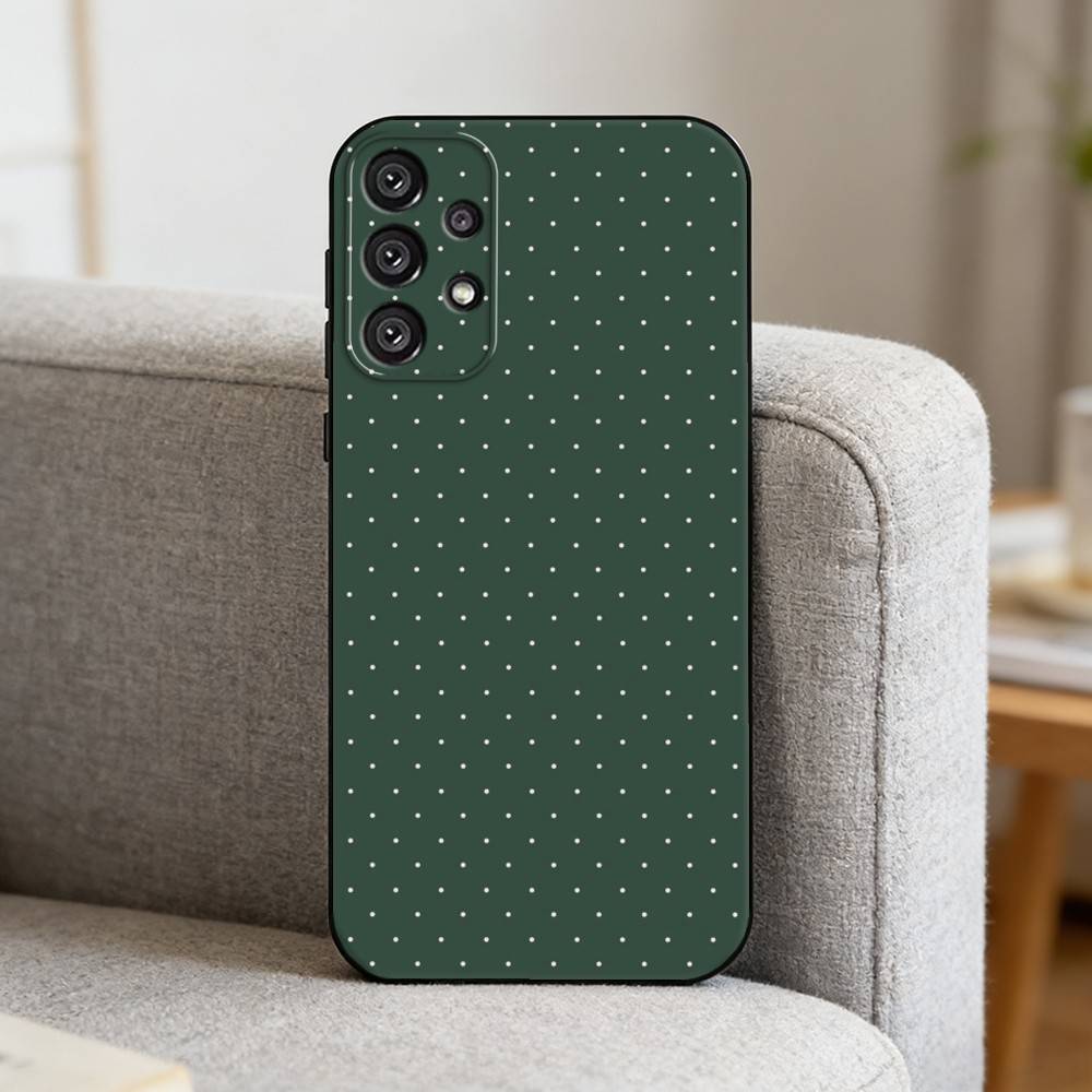 V-Vintage Ins Style Polka Dot Phone Case For Samsung S25,S24,S21,S22,S23,S30,Ultra,S20,Plus,Fe,Note,10,9,5G Black Cover