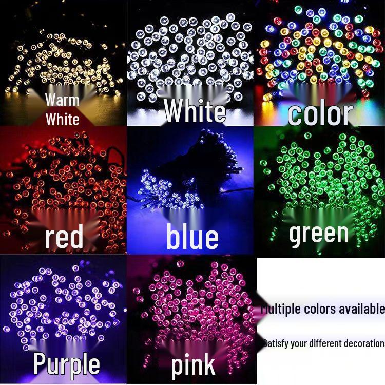 Starry Sky LED Solar String Lights - Outdoor Waterproof, Colorful & Flashing for Christmas & Festival Decorations.
