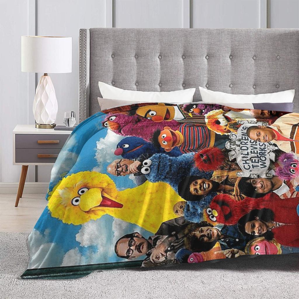 Sesames Streets Plush Blankets Kids  Flannel Throw Blanket For Couch Bed Warm Soft Custom Quality Bedspread Gift Idea