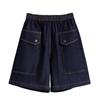 DIMANAF 2026 New Spring Summer Plus Size Women Short Pants Jeans Elastic Waist Cotton Oversize Shorts Denim Solid