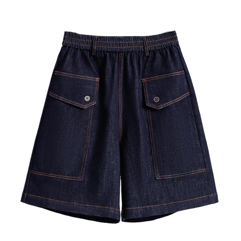 DIMANAF 2026 New Spring Summer Plus Size Women Short Pants Jeans Elastic Waist Cotton Oversize Shorts Denim Solid