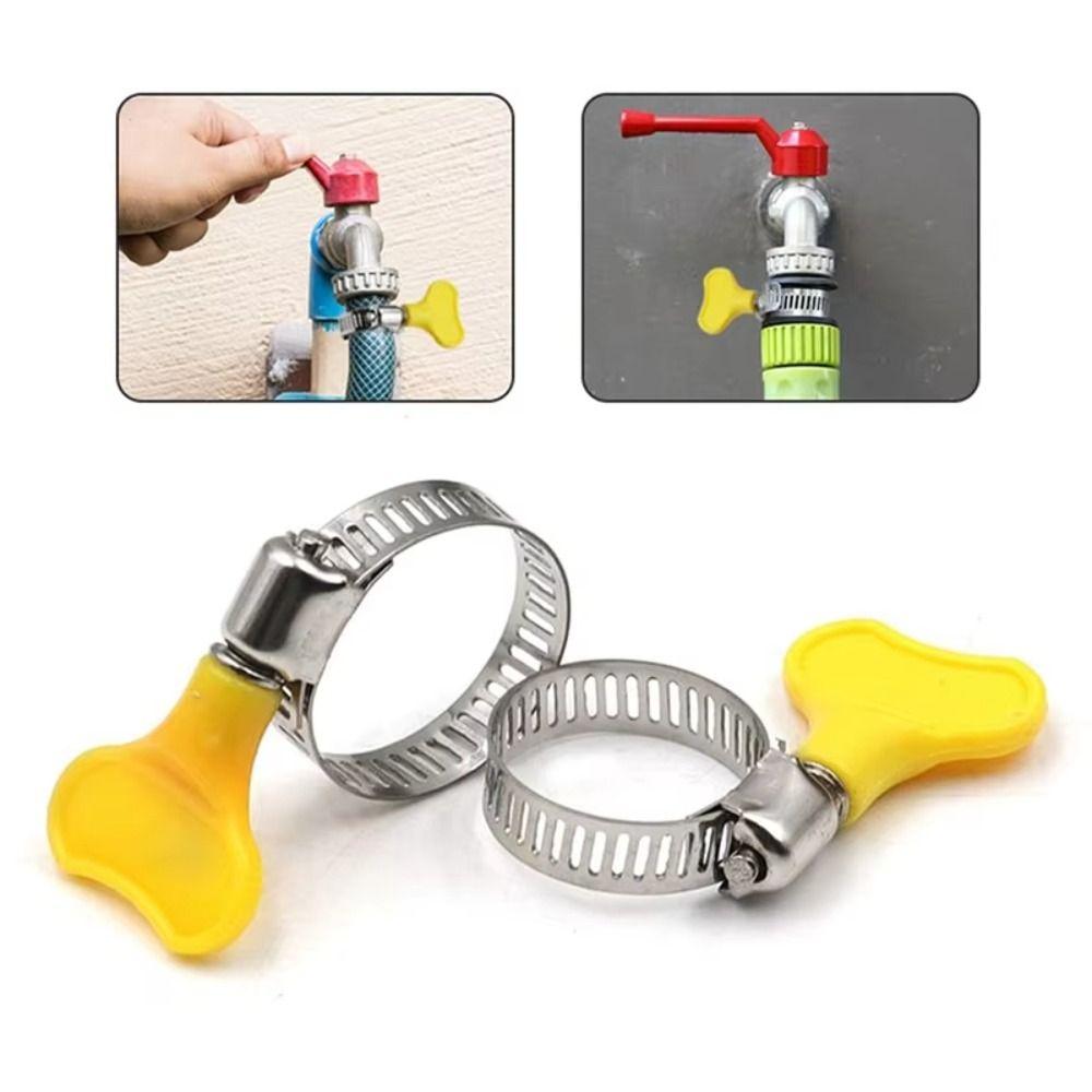 30pcs Yellow Plastic Handle Stainless Steel Hose Clamps Butterfly Hose Clamp Air Pipe