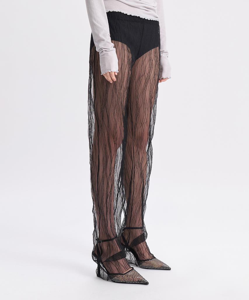 GYEONG Tulle Slim Pants_Black