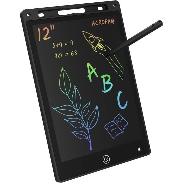 ACROPAQ Magic Drawing Tablet for Kids 12 Inches - Black LCD Screen - Kids Graphic Tablet - CR2025 Battery Included