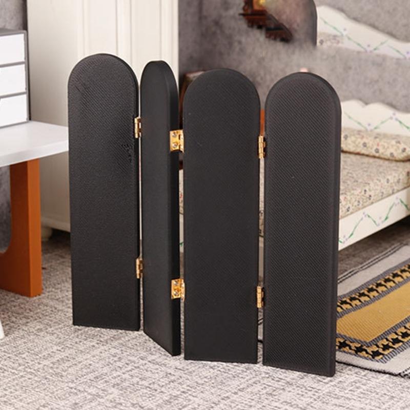 1:12 Scale Furniture Miniature Folding Screen Room Divider For Doll House With Hinged Panels And Simulation Design