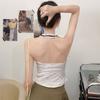 Sexy Lace-Panel Backless Halter Top with Bow Tie Slimming and Figure-Flattering Underwear Top