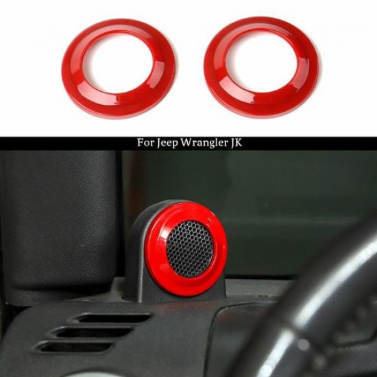 2x Rote A-Säulen Lautsprecherabdeckung Zierrahmen für Jeep Wrangler JK 07-14 Zubehör