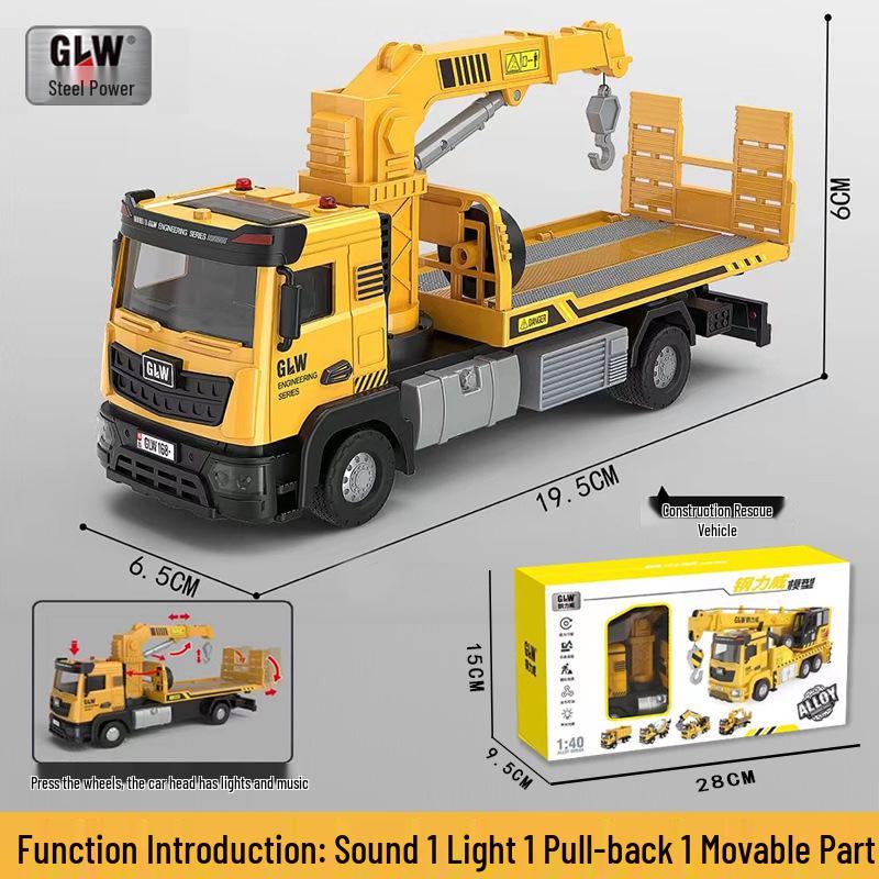 Free Shipping Children's Alloy Excavator & Crane Toy Set