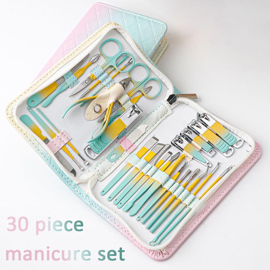 30 In 1 Manicure Set Nail Clipper Set Nail Kit for Women Men Stainless Steel Manicure Kit Professional with Travel Case