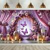 The Charming Purple Butterfly Dreamy Garden Background Banner Is Perfect for Living Rooms, Bedrooms, and Offices