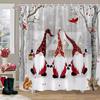 Merry Christmas Shower Curtain Winter Red Truck Snowman Reindeer Snow Farmhouse Shower Curtain Washable Polyester Bathroom Decor