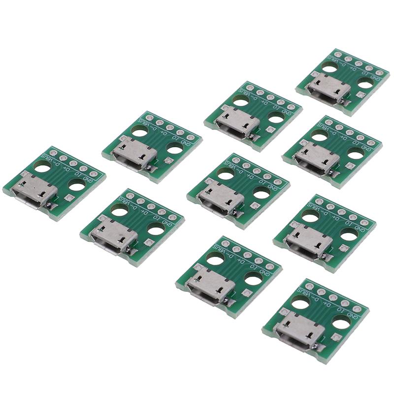 10Pcs Micro Usb To Dip Adapter 5Pin Female Connector Pcb Converter Board