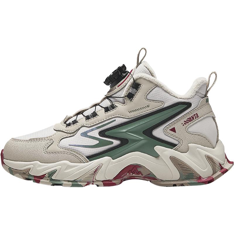 Anta Kids Panstone Trendy Fashion Thickened Warm Wear-Resistant Non-Slip Low-Top Casual Shoes Kids Casual Shoes Gray Green A12446933-1