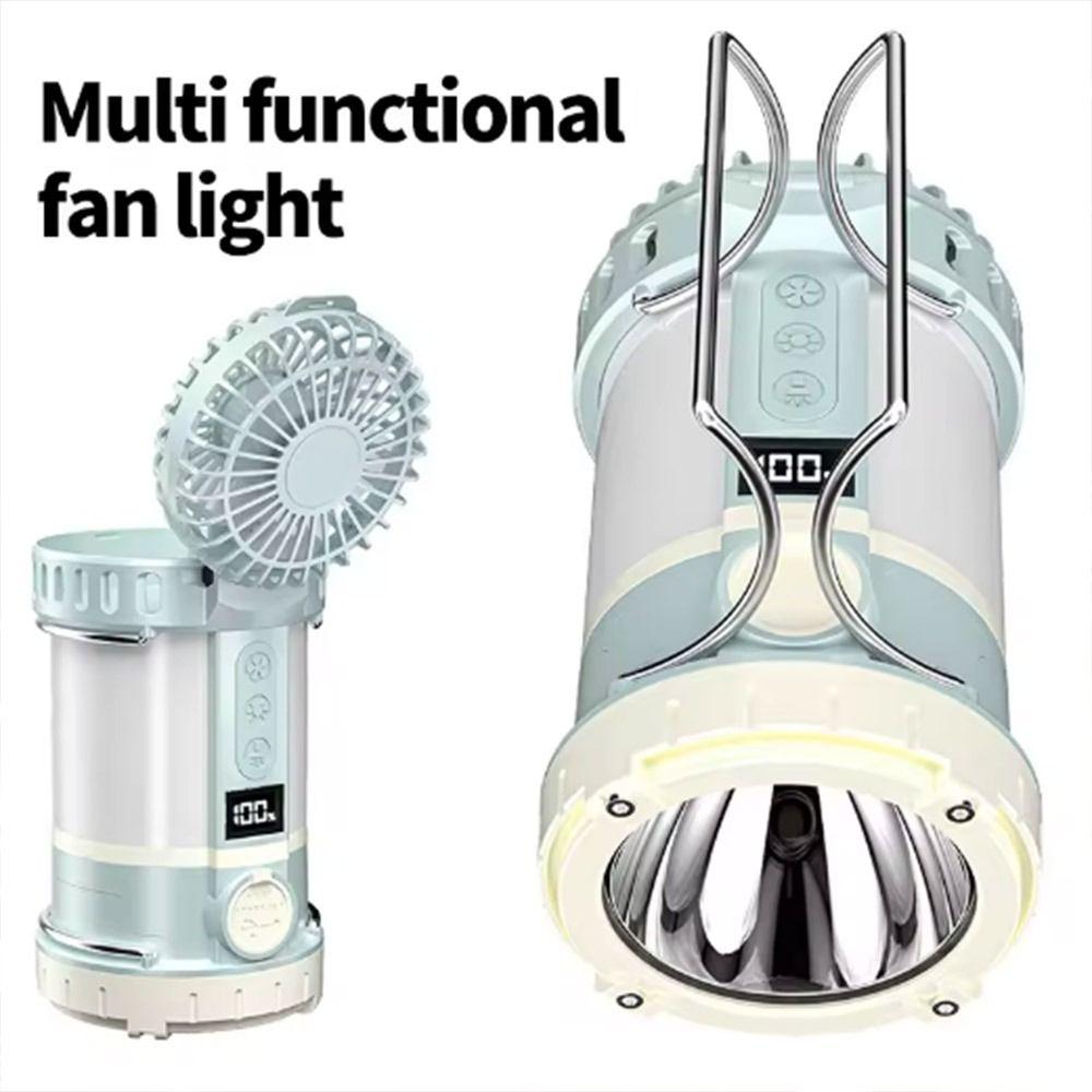 LCD Digital Display Camping Tent Light Three Wind Speed Searchlight LED Light with Fan  Emergency