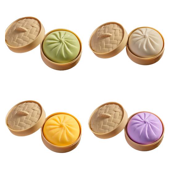 Fake Steamed Bun Toy Realistic Prop Soft TPR Stress Relief Squeeze Ball for Prank Anxiety Relief Fidget Toy