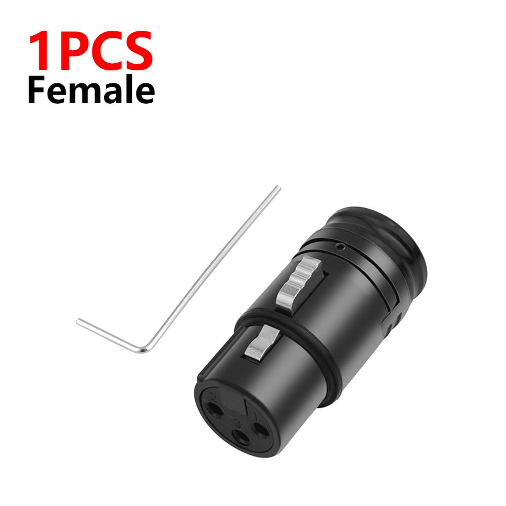 1-5PCS Male To Male/Female To Female XLR Audio Gold Plated Connector Plug with Wrench Black Shell 3 Pin XLR Solder Connector