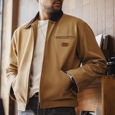 Men's Spring Retro Casual Lapel Solid Color Work Jacket