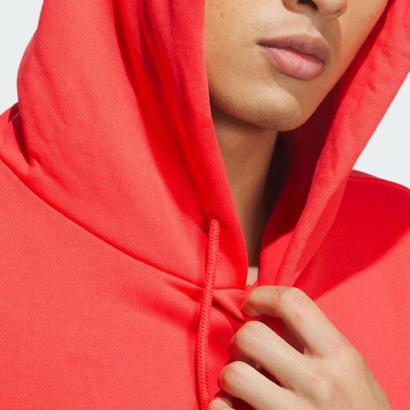 adidas Kleiner Logo-Hoodie Einfarbig Buchstaben-Detail Sportlich Lässig Kapuzen-Sweatshirt Herren Hoodies Hellrot IZ1606